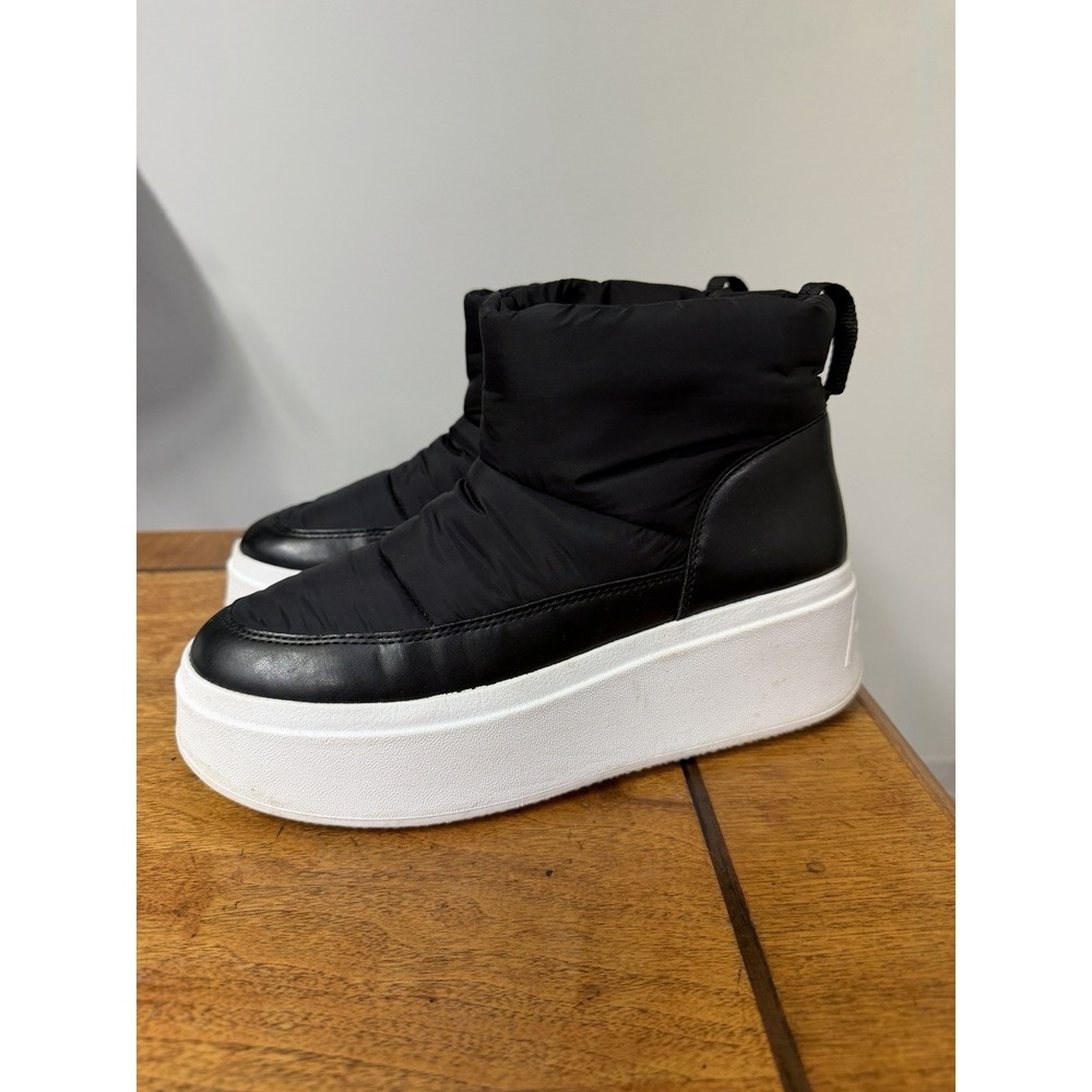 ASH Women's 7 7.5 38 Maxi Bis Platform Boots Puffy Quilted Leather pull-on Black